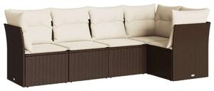 VidaXL 5 részes barna polyrattan kerti ülőgarnitúra párnával