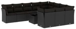 VidaXL Polyrattan Kerti Ülőgarnitúra - 11 részes - Fekete