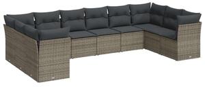 VidaXL Polyrattan Kerti Ülőgarnitúra - 10 részes - Szürke