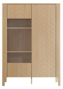 Könyvespolc Mavtoru 102, Zárt, Ajtókkal, Laminált forgácslap, Edzett üveg, 146x103x41cm, Tölgy