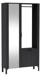 Előszoba garnitúra Mavtoru 112, 198x105x33cm, Tükör, Fekete, Laminált forgácslap