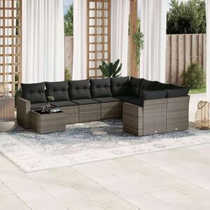 VidaXL Polyrattan Kerti Ülőgarnitúra - 10 részes - Szürke