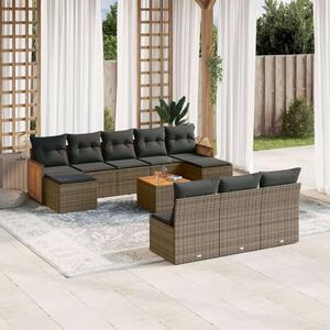 Polyrattan Kerti Ülőgarnitúra - 11 részes - Szürke