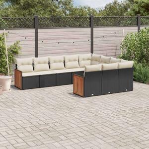 VidaXL Polyrattan Kerti Ülőgarnitúra - 10 részes - Fekete