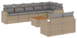 VidaXL Polyrattan Kerti Ülőgarnitúra - 9 részes - Bézs
