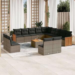 VidaXL Polyrattan Kerti Ülőgarnitúra - 14 részes - Szürke
