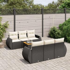 Polyrattan Kerti Ülőgarnitúra - 7 részes - Fekete