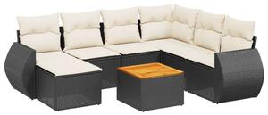 VidaXL Polyrattan Kerti Ülőgarnitúra - 8 részes - Fekete