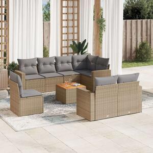 VidaXL Polyrattan Kerti Ülőgarnitúra - 9 részes - Bézs