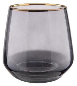 TOUCH OF GOLD vizespohár arany szegéllyel szürke 345 ml