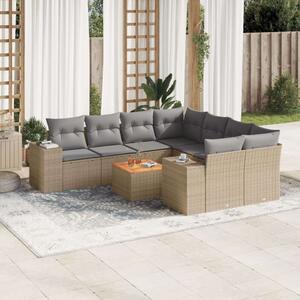 VidaXL Polyrattan Kerti Ülőgarnitúra - 9 részes - Bézs