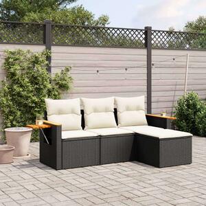 VidaXL Polyrattan Kerti Ülőgarnitúra - 4 részes - Fekete