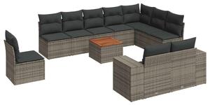 VidaXL Polyrattan Kerti Ülőgarnitúra - 11 részes - Szürke