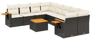 VidaXL Polyrattan Kerti Ülőgarnitúra - 9 részes - Fekete