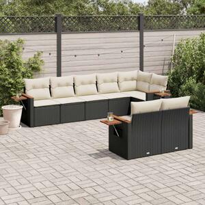Polyrattan Kerti Ülőgarnitúra - 8 részes - Fekete