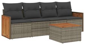 VidaXL 5 részes szürke polyrattan kerti ülőgarnitúra