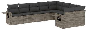 VidaXL 9-részes szürke polyrattan kerti ülőgarnitúra párnákkal