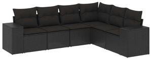 VidaXL Polyrattan Kerti Ülőgarnitúra - 6 részes - Fekete