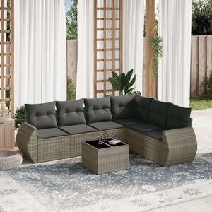 VidaXL Polyrattan Kerti Ülőgarnitúra - 7 részes - Szürke
