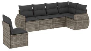 VidaXL 6 részes szürke polyrattan kerti ülőgarnitúra párnákkal
