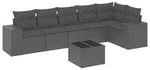 VidaXL Polyrattan Kerti Ülőgarnitúra - 7 részes - Fekete