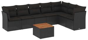 VidaXL Polyrattan Kerti Ülőgarnitúra - 8 részes - Fekete