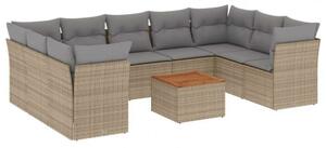 VidaXL Polyrattan Kerti Ülőgarnitúra - 10 részes - Bézs