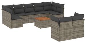 VidaXL Polyrattan Kerti Ülőgarnitúra - 10 részes - Szürke