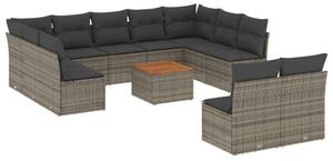 VidaXL Polyrattan Kerti Ülőgarnitúra - 12 részes - Szürke