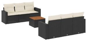 VidaXL Polyrattan Kerti Ülőgarnitúra - 7 részes - Fekete