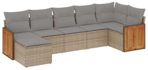 VidaXL Polyrattan Kerti Ülőgarnitúra - 7 részes - Bézs