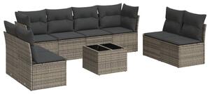 VidaXL Polyrattan Kerti Ülőgarnitúra - 9 részes - Szürke