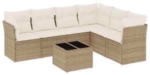 VidaXL Polyrattan Kerti Ülőgarnitúra - 7 részes - Bézs
