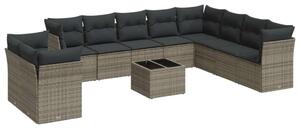 VidaXL Polyrattan Kerti Ülőgarnitúra - 11 részes - Szürke