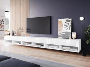 TV-állvány Sarasota 144, Laminált forgácslap, 30x300x33cm, Fényes fehér, Fehér