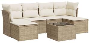 Polyrattan Kerti Ülőgarnitúra - 7 részes - Bézs