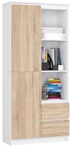 AKORD CLP R11 Irodai Könyvespolc Fehér-Sonoma Tölgy 80 cm Laminált