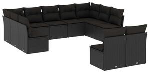 VidaXL Polyrattan Kerti Ülőgarnitúra - 11 részes - Fekete