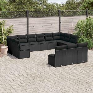 VidaXL Polyrattan Kerti Ülőgarnitúra - 13 részes - Fekete