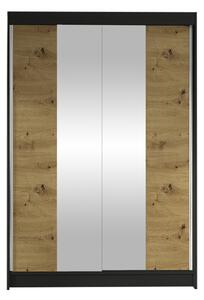 Gardróbszekrény Closico Salvor II, Laminált forgácslap, 200x120x58cm, Fekete, Artisan tölgy