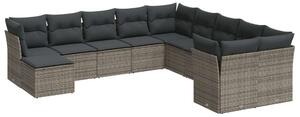 Polyrattan Kerti Ülőgarnitúra - 11 részes - Szürke