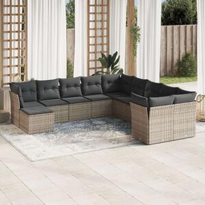 Polyrattan Kerti Ülőgarnitúra - 11 részes - Szürke