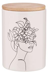QUEEN IT tárolódoboz bambusz fedéllel 700ml, Line Art