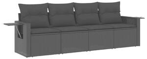 VidaXL 4 részes Kerti Ülőgarnitúra - Fekete Polyrattan