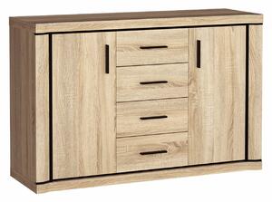 Komód Lorelie 104, Laminált forgácslap, 91x137x44cm, Sonoma tölgy