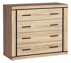 Komód Lorelie 101, Laminált forgácslap, 91x107x44cm, Sonoma tölgy