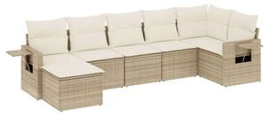 VidaXL Polyrattan Kerti Ülőgarnitúra - 7 részes - Bézs