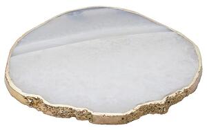 CRYSTAL poháralátét arany szegéllyel, fehér kvarc Ø10cm