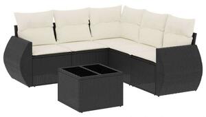 Polyrattan Kerti Ülőgarnitúra - 6 részes - Fekete