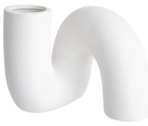 PIPE kerámia váza, fehér 16 cm